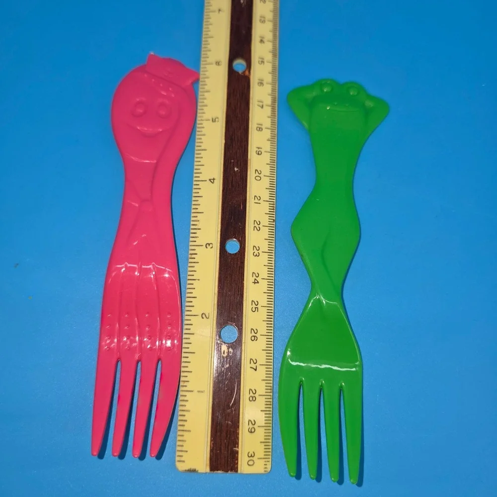 Vintage  Plastic Character Flatware Set Winnie the Pooh Piglet Frog Octopus 10pc